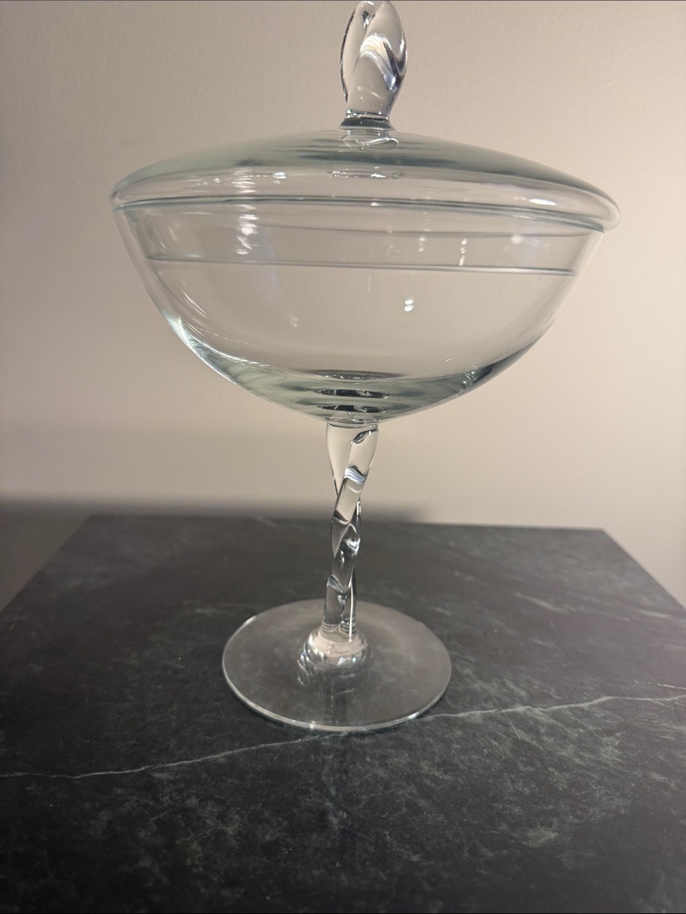 Clear Glass Lidded Candy Jar with Twisted Stem - Clear